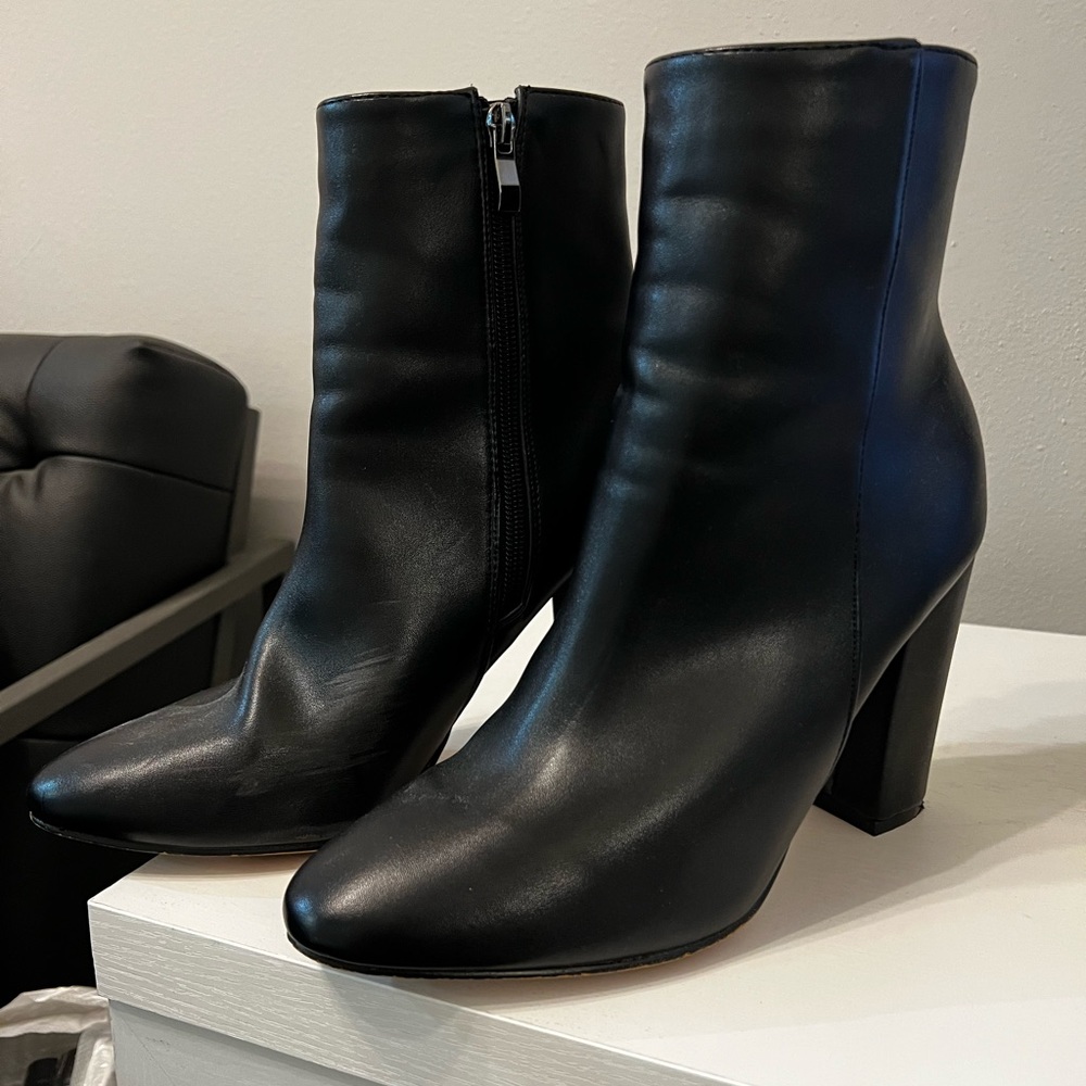 Public Desire black heeled boots in US 9